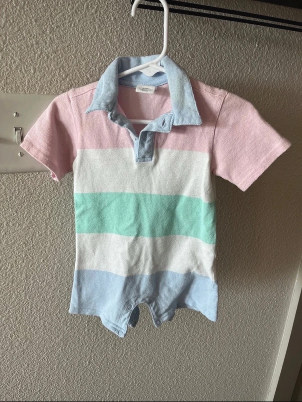 Starting Out Pastel Striped Polo One-Piece in Pink, White, Mint & Light Blue